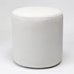 Modern Round Velvet Upholstered Ottoman – Off White Multi-Functional Footstool for Living Room, Bedroom or Entryway