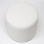 Modern Round Velvet Upholstered Ottoman – Off White Multi-Functional Footstool for Living Room, Bedroom or Entryway