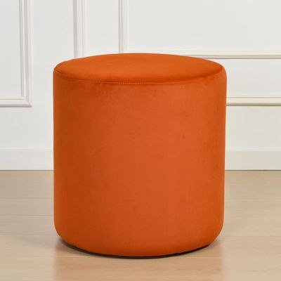 Modern Round Velvet Upholstered Ottoman – Rust Multi-Functional Footstool for Living Room, Bedroom or Entryway - Image 4