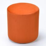 Modern Round Velvet Upholstered Ottoman – Rust Multi-Functional Footstool for Living Room, Bedroom or Entryway