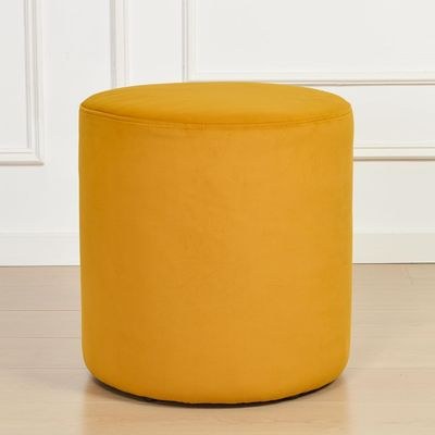 Modern Round Velvet Upholstered Ottoman – Yellow Multi-Functional Footstool for Living Room, Bedroom or Entryway - Image 4