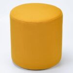 Modern Round Velvet Upholstered Ottoman – Yellow Multi-Functional Footstool for Living Room, Bedroom or Entryway