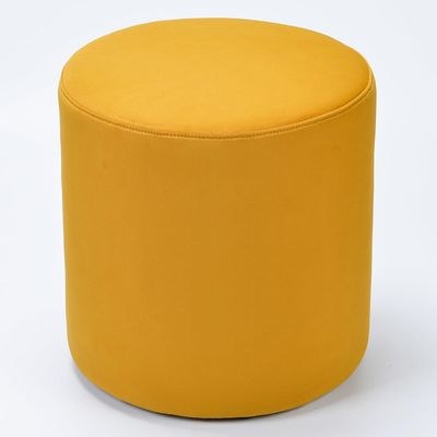 Modern Round Velvet Upholstered Ottoman – Yellow Multi-Functional Footstool for Living Room, Bedroom or Entryway - Image 5