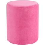 Modern Round Velvet Upholstered Ottoman – Pink Multi-Functional Footstool for Living Room, Bedroom or Entryway