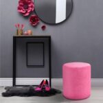 Modern Round Velvet Upholstered Ottoman – Pink Multi-Functional Footstool for Living Room, Bedroom or Entryway