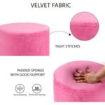 Modern Round Velvet Upholstered Ottoman – Pink Multi-Functional Footstool for Living Room, Bedroom or Entryway