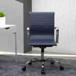 Mahmayi Modern UL UT-C031L Low Back PU Office Chair Ergonomic Chair with Adjustable Height, Fixed Arms and Tilt Lock Ideal for Home and Office - Blue