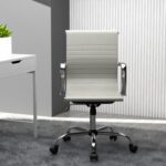 Mahmayi Modern UL UT-C031L Low Back PU Office Chair Ergonomic Chair with Adjustable Height, Fixed Arms and Tilt Lock Ideal for Home and Office - Grey