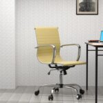 Mahmayi Modern UL UT-C031L Low Back PU Office Chair Ergonomic Chair with Adjustable Height, Fixed Arms and Tilt Lock Ideal for Home and Office - Beige