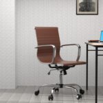 Mahmayi Modern UL UT-C031L Low Back PU Office Chair Ergonomic Chair with Adjustable Height, Fixed Arms and Tilt Lock Ideal for Home and Office - Choco Brown
