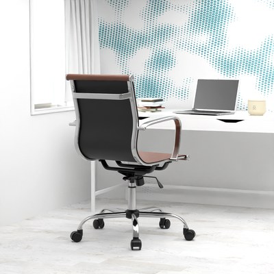 Mahmayi Modern UL UT-C031L Low Back PU Office Chair Ergonomic Chair with Adjustable Height, Fixed Arms and Tilt Lock Ideal for Home and Office - Choco Brown - Image 2