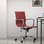 Mahmayi Modern UL UT-C031L Low Back PU Office Chair Ergonomic Chair with Adjustable Height, Fixed Arms and Tilt Lock Ideal for Home and Office - Maroon