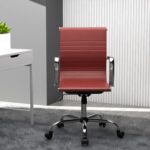 Mahmayi Modern UL UT-C031L Low Back PU Office Chair Ergonomic Chair with Adjustable Height, Fixed Arms and Tilt Lock Ideal for Home and Office - Maroon