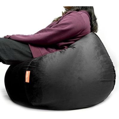 FATBAG Cozy Curve Velvety Fabric Bean Bag for Kids & Adults with separate filler bag sizes Extra Small | Small | Large | X Large | XX Large (Midnight Black, Large) - Image 3