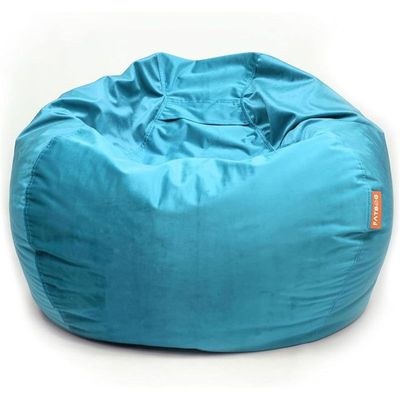 FATBAG Cozy Curve Velvety Fabric Bean Bag for Kids & Adults with separate filler bag sizes Extra Small | Small | Large | X Large | XX Large (Cerulean Blue, XX-Large)