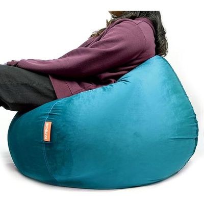 FATBAG Cozy Curve Velvety Fabric Bean Bag for Kids & Adults with separate filler bag sizes Extra Small | Small | Large | X Large | XX Large (Cerulean Blue, XX-Large) - Image 2
