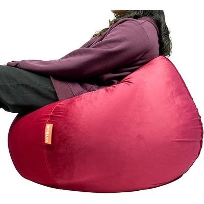 FATBAG Cozy Curve Velvety Fabric Bean Bag for Kids & Adults with separate filler bag sizes Extra Small | Small | Large | X Large | XX Large (Wine Red, Extra Small) - Image 2