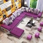 Modern U Shaped Sectional Sofa Set 7 Seater Couch Luxury Design Velvet Fabric Free Assembly