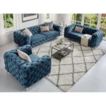 Velvet Button Sofa Set Single Seat Love Seat And 3 Seater Elegance For Stylish Living