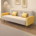 Size Wooden Frame Scandinavian Sofa With Cotton And Linen Upholstery & Square Arm