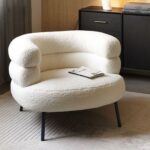 Nordic Boucle 1 Seater Fabric Sofa 95X84X72Cm White