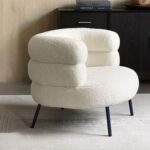 Nordic Boucle 1 Seater Fabric Sofa 95X84X72Cm White
