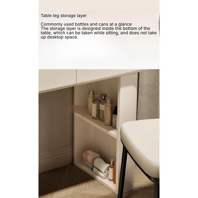 Sleek White Dressing Table Set with Stool and Mirror - Single Drawers - Image 5