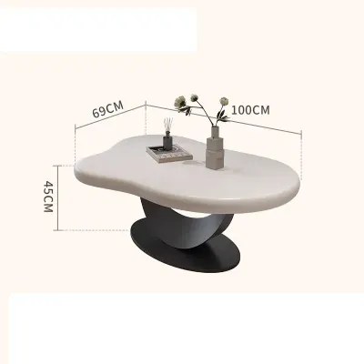 Cloud Coffee Table Set, Modern Living Room Centre Table, White and Black, 100 x 69 x 45 cm, 2-Piece Set Tea Table - Image 2