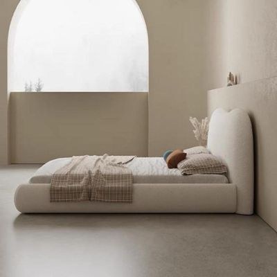 MAPLEHOME Beds Frame Platform Upholstered Bed-Fleece Fabric Wrap-White-King Size Bed 180*200 With Free Installation - Image 4