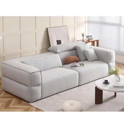 Modern Sofa, 3-Seater Living Room Couch with Throw Pillows, Light Grey - Image 2