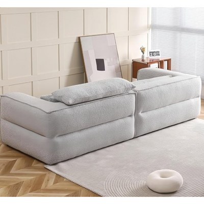 Modern Sofa, 3-Seater Living Room Couch with Throw Pillows, Light Grey - Image 3