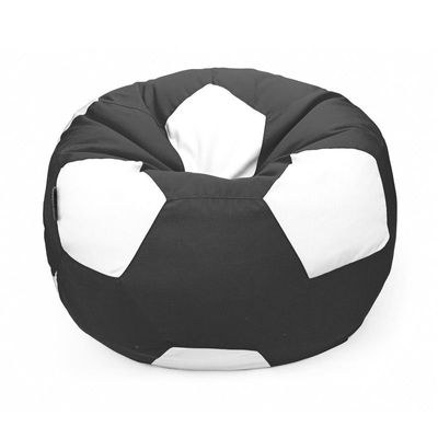Luxe Decora Football Bean Bag | Outdoor Water Repellent Olefin Fabric | Filled with Polystyrene Beads | Removable Inner Layer | Comfortable Seating for Kids & Adults (Black/White, X-Large) - Image 2