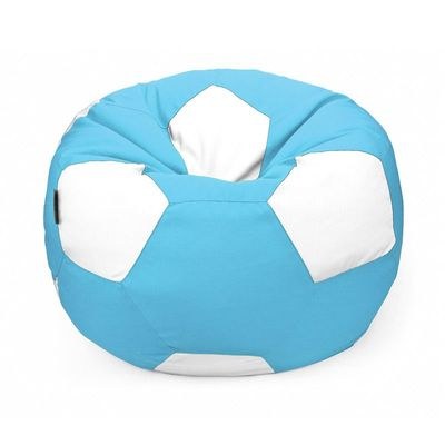 Luxe Decora Football Bean Bag | Outdoor Water Repellent Olefin Fabric | Filled with Polystyrene Beads | Removable Inner Layer | Comfortable Seating for Kids & Adults (Skyblue/White, Medium) - Image 2