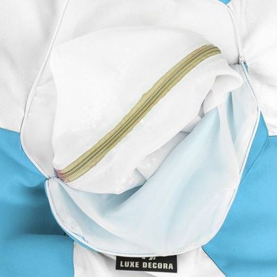 Luxe Decora Football Bean Bag | Outdoor Water Repellent Olefin Fabric | Filled with Polystyrene Beads | Removable Inner Layer | Comfortable Seating for Kids & Adults (Skyblue/White, Medium) - Image 4