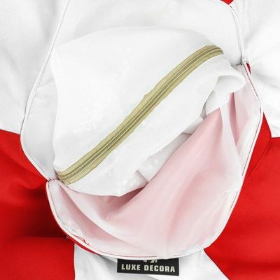 Luxe Decora Football Bean Bag | Outdoor Water Repellent Olefin Fabric | Filled with Polystyrene Beads | Removable Inner Layer | Comfortable Seating for Kids & Adults (Red/White, X-Large) - Image 4