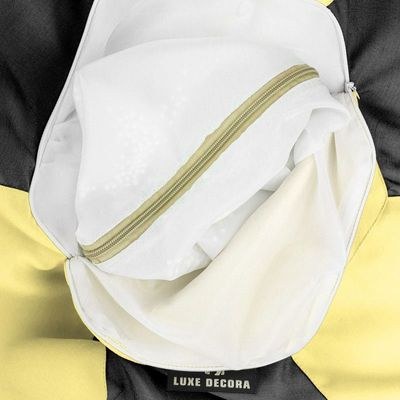Luxe Decora Football Bean Bag | Outdoor Water Repellent Olefin Fabric | Filled with Polystyrene Beads | Removable Inner Layer | Comfortable Seating for Kids & Adults (Yellow/Black, Large) - Image 4