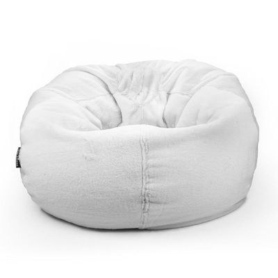 Luxe Decora Cocoon | Plush Short Hair Fur Bean Bag for Ultimate Comfort and Style | With Polystyrene Beads Filling | Best for Kids and Adults (White, Medium)