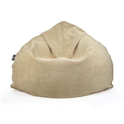 Luxe Decora Crest Bean Bag | Premium Soft Woven Fabric Bean Bag with Unique Crest Shape | Water Repellent | Washable | Filled with Polystyrene Beads | Kids & Adults (Sahara Sand, Large)