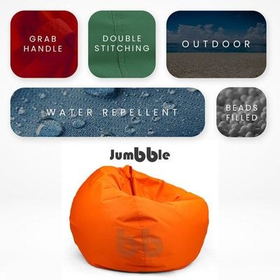 Jumbble Warper Outdoor Bean Bag | Water-Repellent Fabric | Comfortable Indoor & Outdoor Seating | Durable & Lightweight | Easy to Clean | Kids & Adults (Dark Green, Large) - Image 5