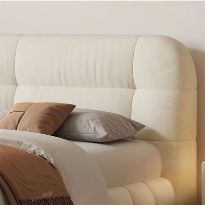MAPLEHOME Beds Frame Platform Upholstered Bed-Beige Velvet-Queen Size Bed 160*200 With Free Installation - Image 5