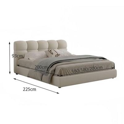 MAPLEHOME Beds Frame Platform Upholstered Bed,Off-White Velvet Bubble Shape,Queen Size Bed 160*200,With Free Installation - Image 5