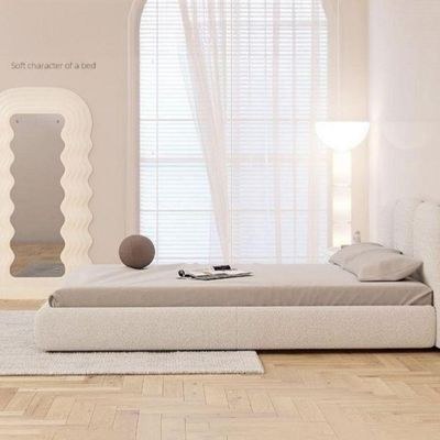 MAPLEHOME Beds Frame Platform Upholstered Bed-White Fleece Fabric Wrap-Solid Wood Legs-King Size Bed 180*200 With Free Installation - Image 3