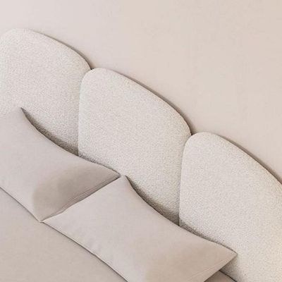 MAPLEHOME Beds Frame Platform Upholstered Bed-White Fleece Fabric Wrap-Solid Wood Legs-King Size Bed 180*200 With Free Installation - Image 4