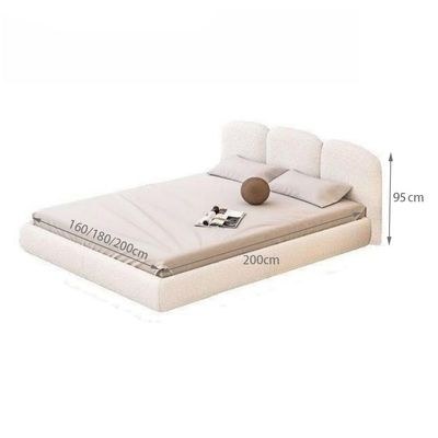 MAPLEHOME Beds Frame Platform Upholstered Bed-White Fleece Fabric Wrap-Solid Wood Legs-King Size Bed 180*200 With Free Installation - Image 5