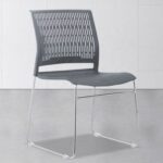 Mahmayi Modern UL UT-C166 Ergonomic Stackable Chair, Polypropylene (PP) Seat with Chrome Plated Metal Legs Ideal Saving Seating Solution for Offices, Cafeterias, Meeting Rooms and Events - Grey