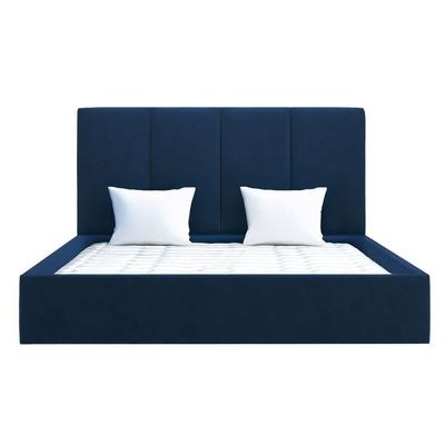 Emma Hydraulic Velvet Luxurious Super King Bed-Navy Blue - Image 3