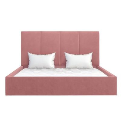 Emma Hydraulic Velvet Luxurious Super King Bed-Pink - Image 3