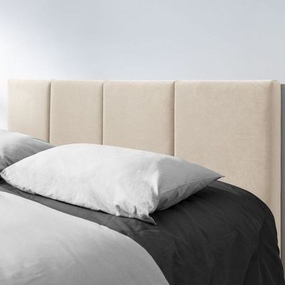 Emma Hydraulic Velvet Luxurious Twin Bed-Light Beige - Image 2