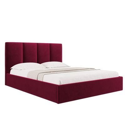 Emma Hydraulic Velvet Luxurious Twin Bed-Red - Image 4