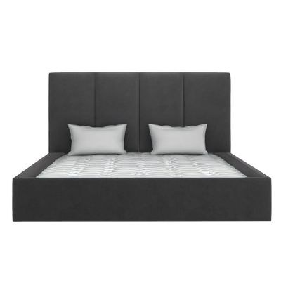 Emma Hydraulic Velvet Luxurious Twin Bed-Dark Grey - Image 3